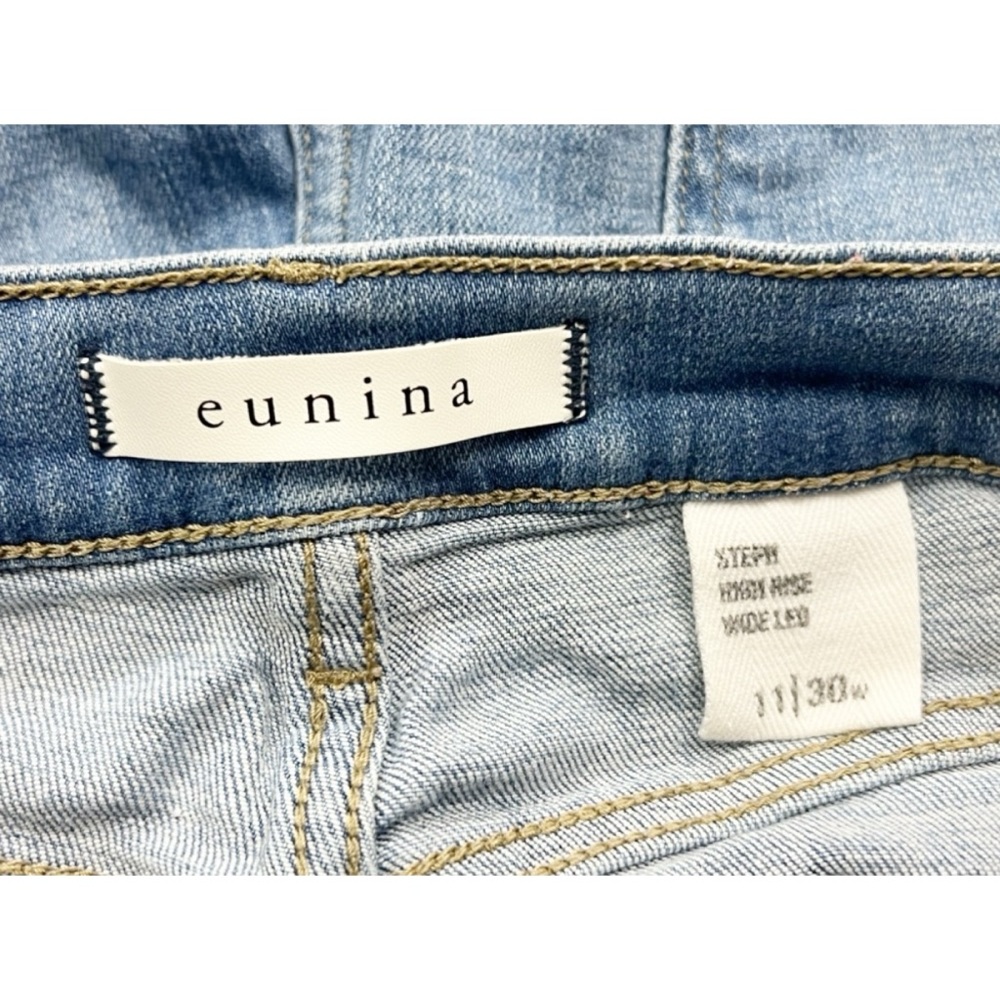 Eunina Steph High Rise Wide Leg Ankle Crop Jeans Taw Fray Hem Size 30 - Picture 6 of 7
